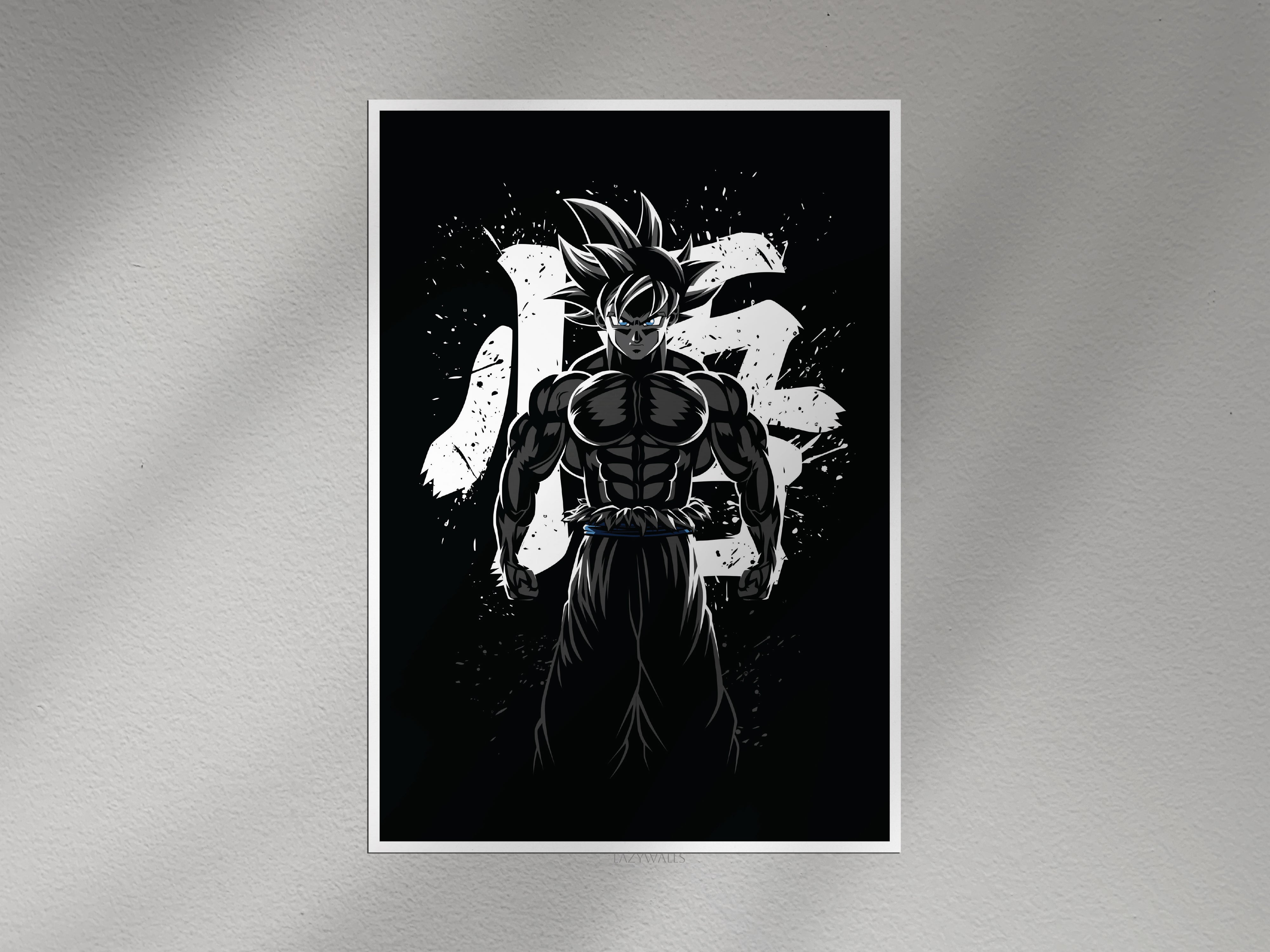 Goku Ultra Instinct Anime Poster | Dragon Ball Z Black & White Wall Art