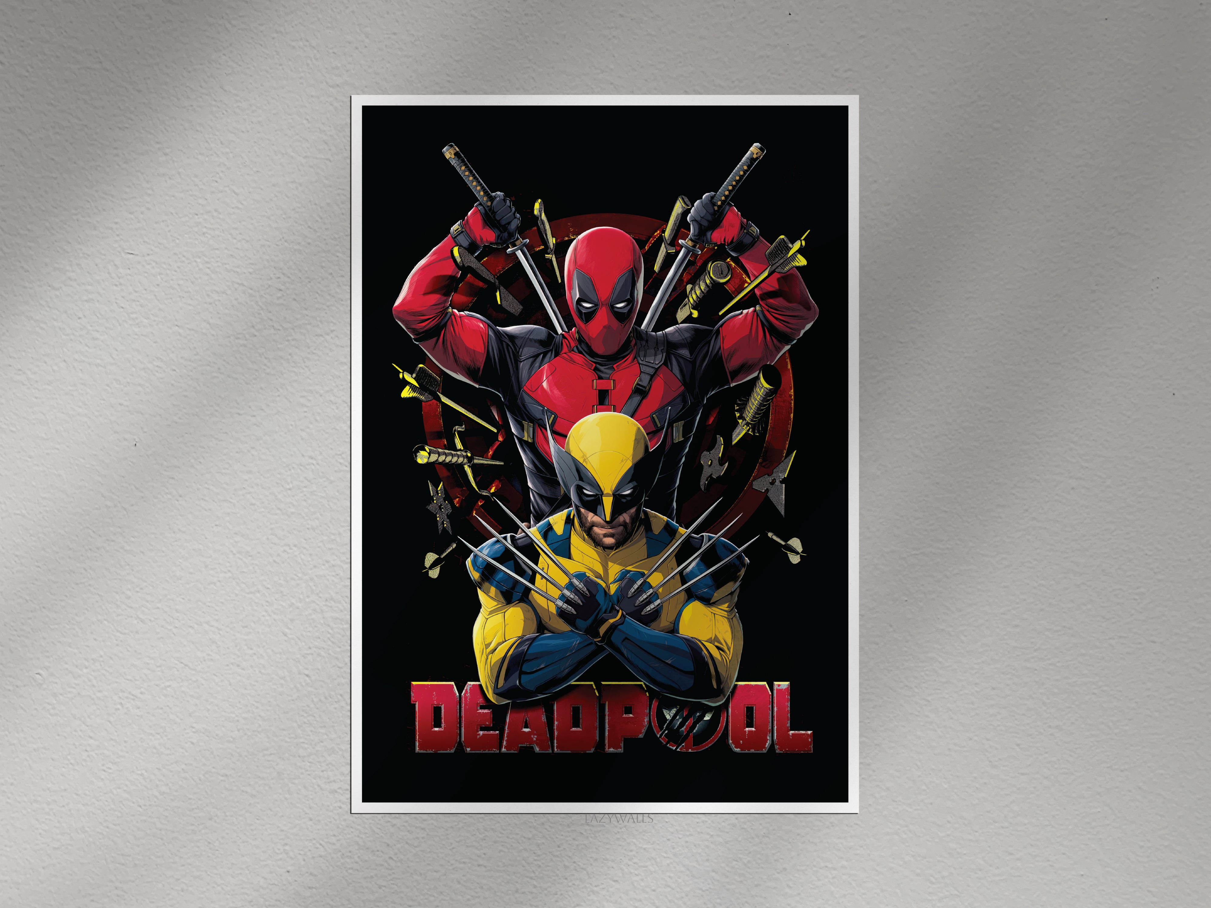 Deadpool & Wolverine Action Poster | Marvel Superhero Wall Art Print