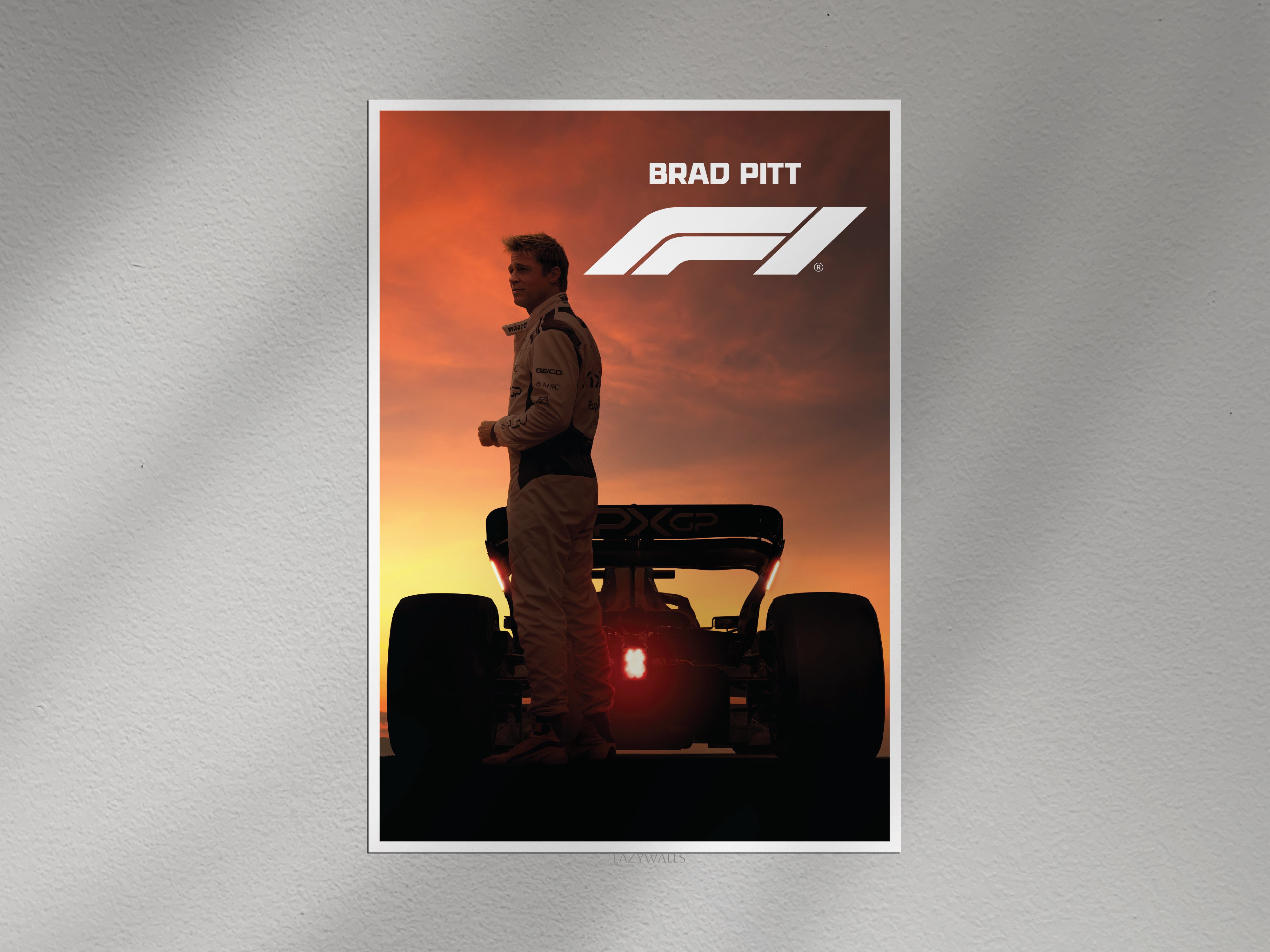 Brad Pitt F1 Movie Wall Poster | Formula 1 Racing Film Wall Art